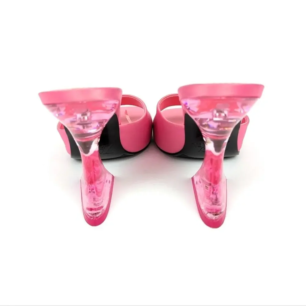 Zara Womens Shoes Pink Barbiecore Heeled Methacrylate Sandals Size 6